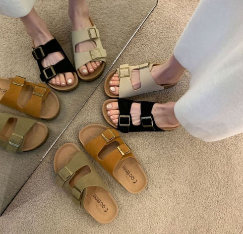 Summer Casual Double Strap Sliders
